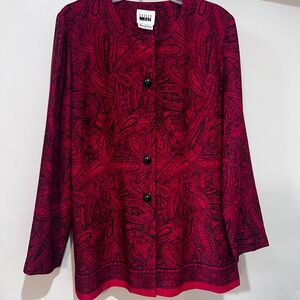 Vintage Leslie Faye jacket size14, red and black like new